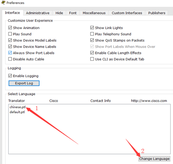 Cisco Packet Tracer Student软件设置简体中文